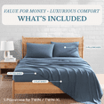 thumbnail image 4 of Casa Platino Queen Size Bed Sheets Set - Washed Ultra-Soft Microfiber Queen Bed Sheets - Extra Soft - 4 Piece Set - Bedding Sheets & Pillowcases, Queen-Estate Blue, 4 of 9