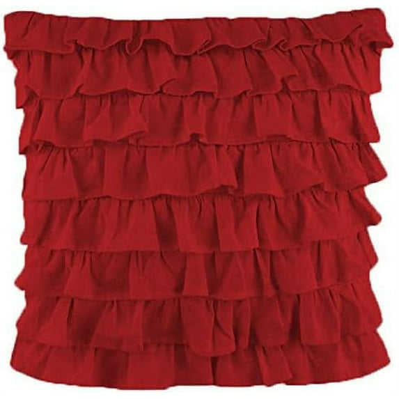 Amay 2-PC Ultra Soft Multi Ruffle Pillow sham 800 Thread Count Organic Cotton Burgundy Solid, Euro 22'' x 22''