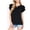 Black, variant on Women's Flutter Sleeve Top with Keyhole Neckline and Lightweight Textured Fabric- Light Blue,X Large