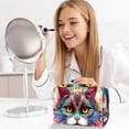 thumbnail image 6 of Cat Printed Design Waterproof PVC Cosmetic Travel Bag Makeup Pouch Small Leather Pouch Makeup Organizer Drawers Storage Lightweight Large Capacity for Ladies Girls Out and about, 6 of 6