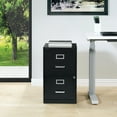 thumbnail image 2 of OSP Home Furnishings Locking Metal File Cabinet with 2 Drawers, Textured Black, 2 of 9