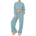 thumbnail image 5 of Nestiefly Womens Sweatpants Fall Winter Baggy Wide Leg Sweatpant Fleece Lined Straight Leg Sweat Pants Light Blue L, 5 of 5
