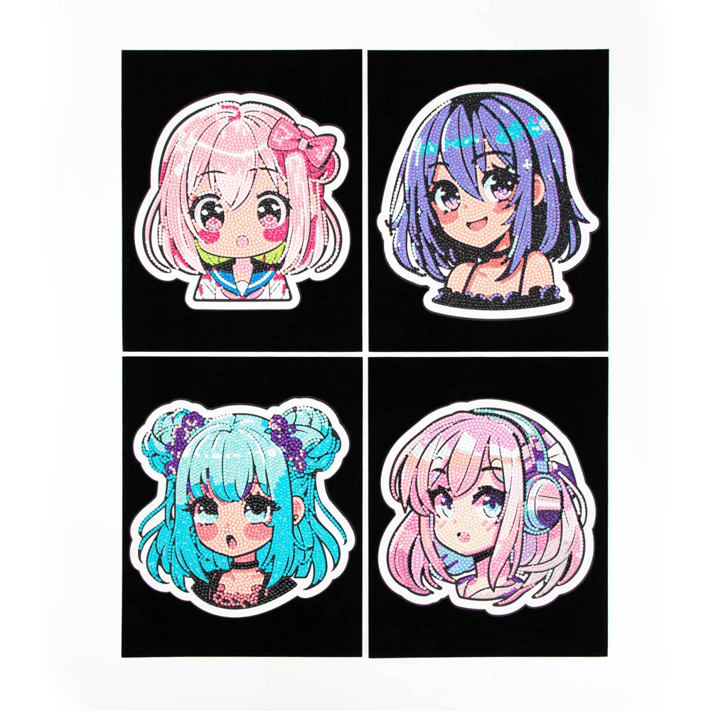 Diamond Dotz Neon Flock Anime Girls Diamond Painting Kits for Adults - Colorful Diamond Art Kits a Relaxing Creative Craft Kit with Dotz Gems 10x8