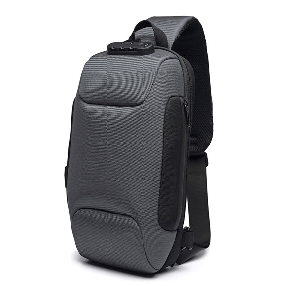 Crossbody Bag, Waterproof Oxford Cloth Chest Pack Chest Bag Sling Bag Foldie Crossbody Bag with USB Interface for Charging Burglarproof Coded Lock for Outdoors Hiking Traveling