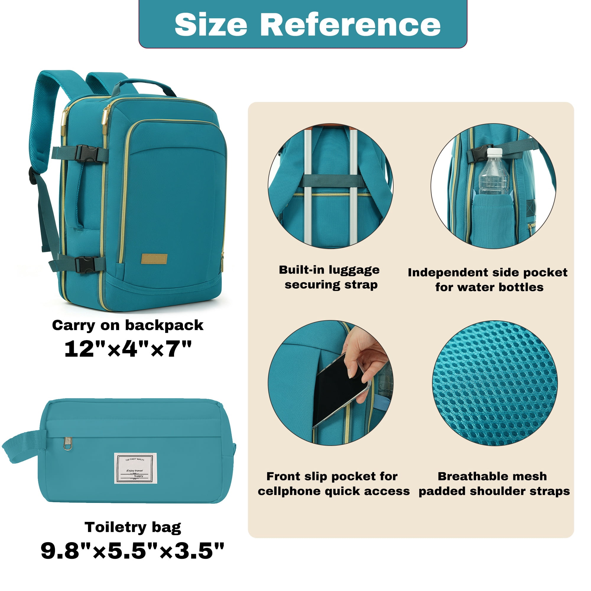 3-Piece Luggage Set, 28 Inch ABS+PC Checked Suitcase with 360° Spinner Wheels & TSA Lock, Travel Duffel & Wet-Dry Toiletry Bag for Travel