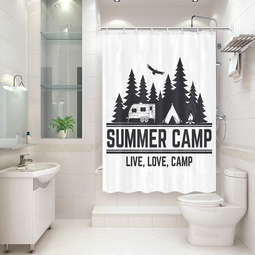 RV Shower Curtain Camper Trailer Camping Bathroom Camping Tent Forest