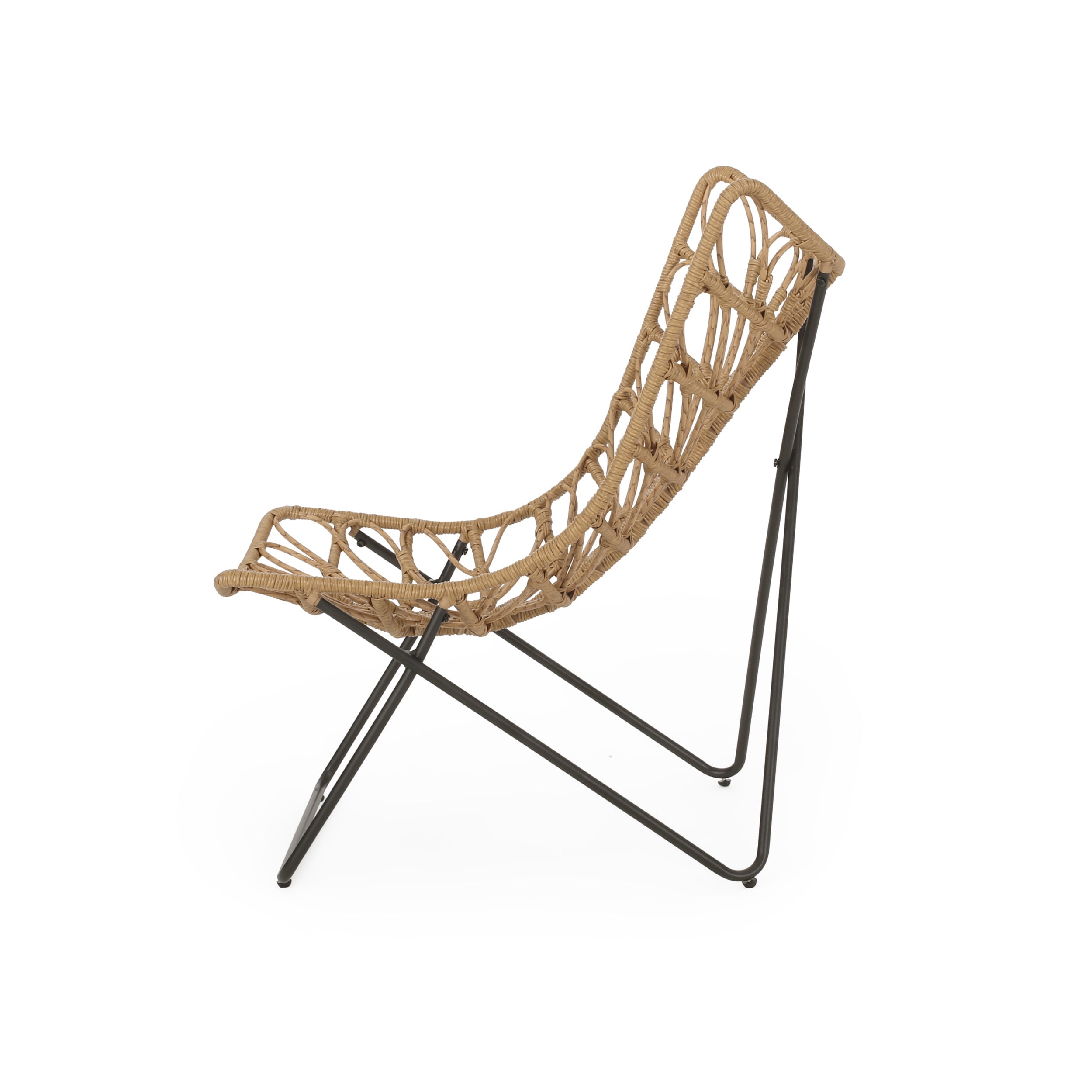 Broxon Wicker Outdoor Accent Chairs, Set of 2, Light Brown and Black