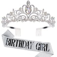 thumbnail image 2 of "Birthday Girl" Sash and Rhinestone Tiara Set, Women Birthday Sash and Crown Decoration, Glitter Crystal Hair Accessories for Girl Birthday Party, 2 of 7
