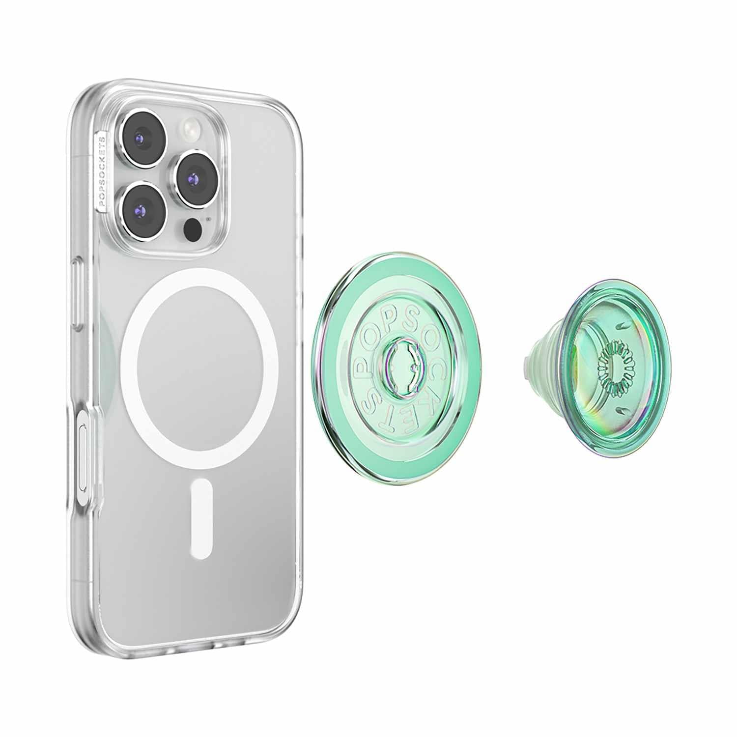 PopSockets PopGrip for MagSafe Round with Adapter Iridescent Turq