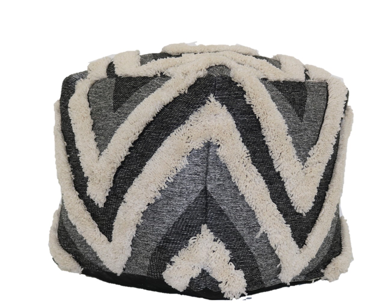BH&G Tonal Tufted Outdoor Pouf, 16"x16"x16", Gray - image 2 of 5