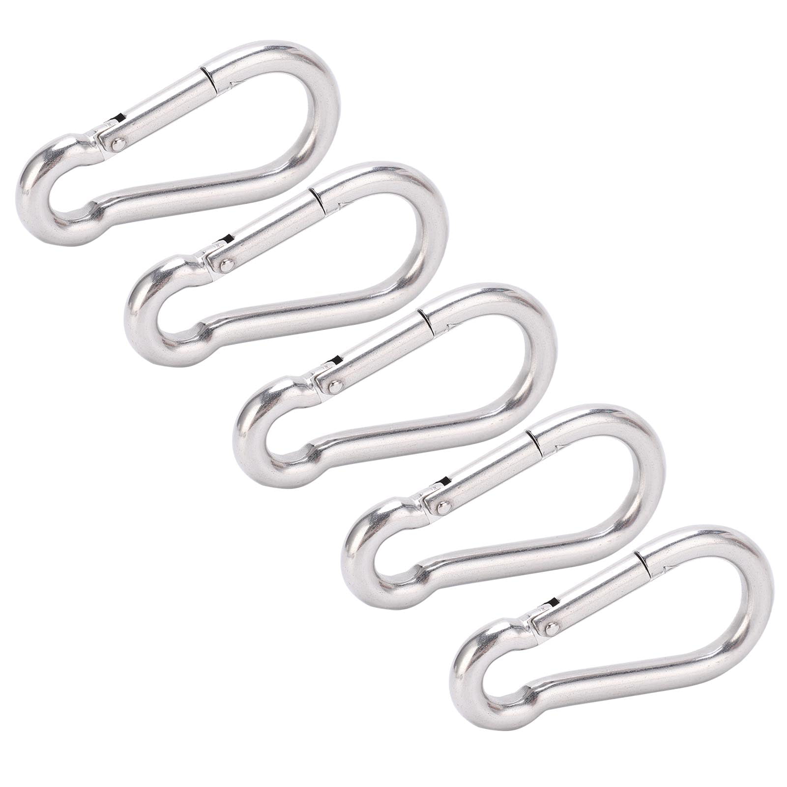 5pcs 80mm Carabiner Clip Stainless Steel Heavy Duty Spring Snap Hook Climbings 