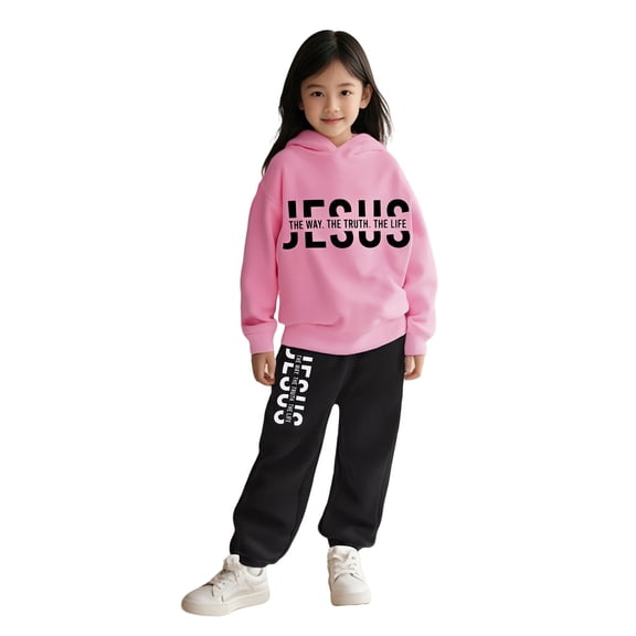 LIUYUNNN Boys Girls Sweatsuit Set 2PC Long Sleeve Letter Pullover Soft Hoodie and Sweatpants Fall Clothes Girls Sets 13-14 Years Boys Girls Fall and Winter Outfits