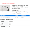 thumbnail image 2 of Clutch Cable - Compatible with 1976 - 1978 Ford Mustang II 2.3L 4-Cylinder 1977, 2 of 2