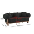 thumbnail image 3 of Christopher Knight Home Modern Minimalist 3-Seater Sofa, Rounded Arms, Solid Wood Frame, Black, 3 of 10