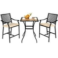 thumbnail image 1 of Costway 3 PCS Patio Bar Stool Square Table Bistro Set Cushioned Chairs Armrest, 1 of 9