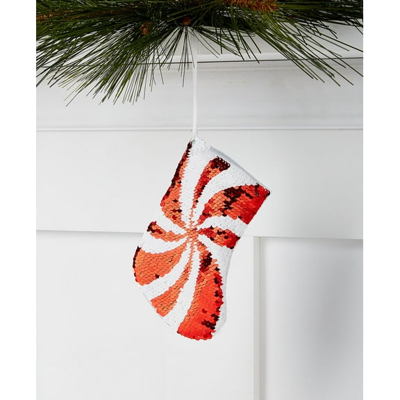 Holiday Lane Peppermint Twist Mini Sequin Stocking Ornaments