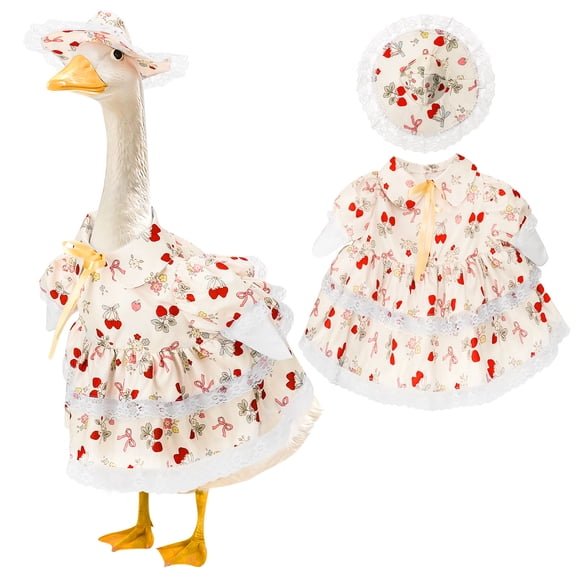 topjuju Floral Spring Summer Lawn Goose Skirt Outfit for 23" Cement Goose Statue, Garden Patio Yard Art Decoration Costume Clothing