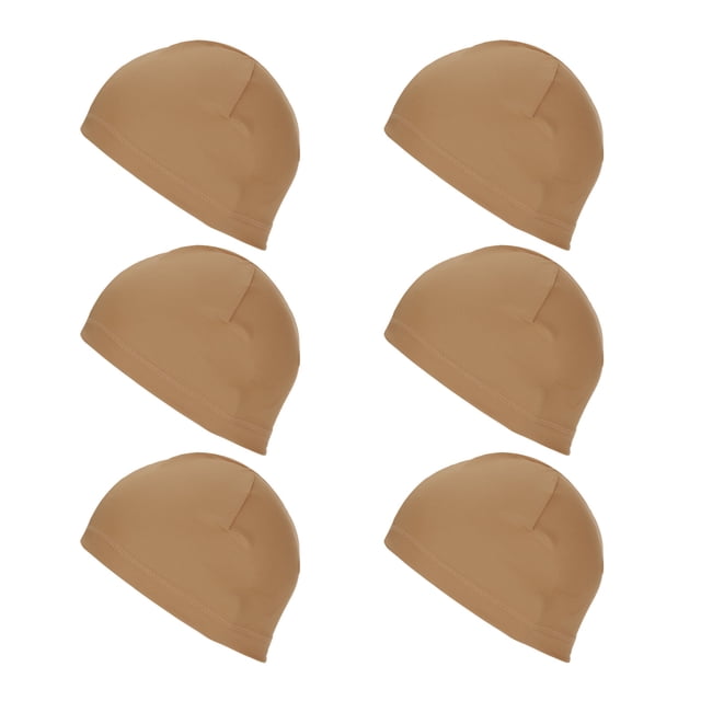 Uxcell 6 Pcs Sweat Wicking Cap Skull Cap Football for Men Brown