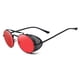 thumbnail image 4 of Gafas de Sol RONSOU Estilo Steampunk Redondas Vintage UV400 negro y rojo, 4 of 6