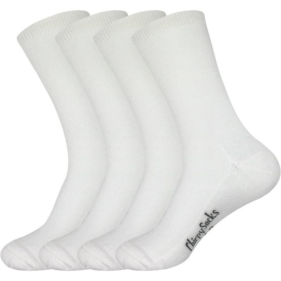 BambooMN Women's Rayon From Bamboo Fiber Thin with Thick Sole Dress Casual Comfortable Socks - White - 4prs, Shoe Size 4-9