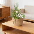 thumbnail image 4 of Woven Planter Basket with Woven Handles Rattan Grass Woven Flower Basket Flower Pot Decoration Breathable Plant Container Plant Basket for Office Home Living Room Farmhouse Lawn, 4 of 6