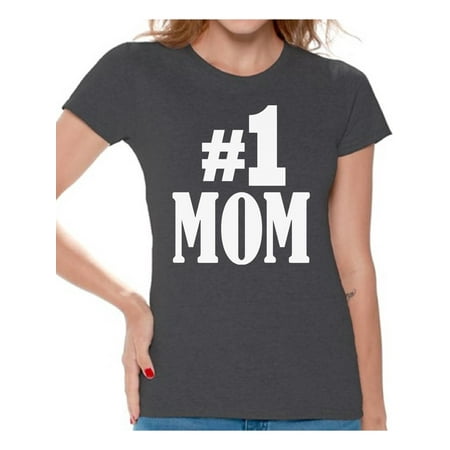 Awkward Styles Women's #1 Mom Graphic T-shirt Tops for Best Mom In The (Best Graphic T Shirts)