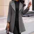 thumbnail image 6 of Women Woolen Jacket - Turn-down Collar Solid Color Single-breasted Coat Slim Fit Thermal Long Sleeved Commuting Dating Spring Fall Winter Overcoat, 6 of 8