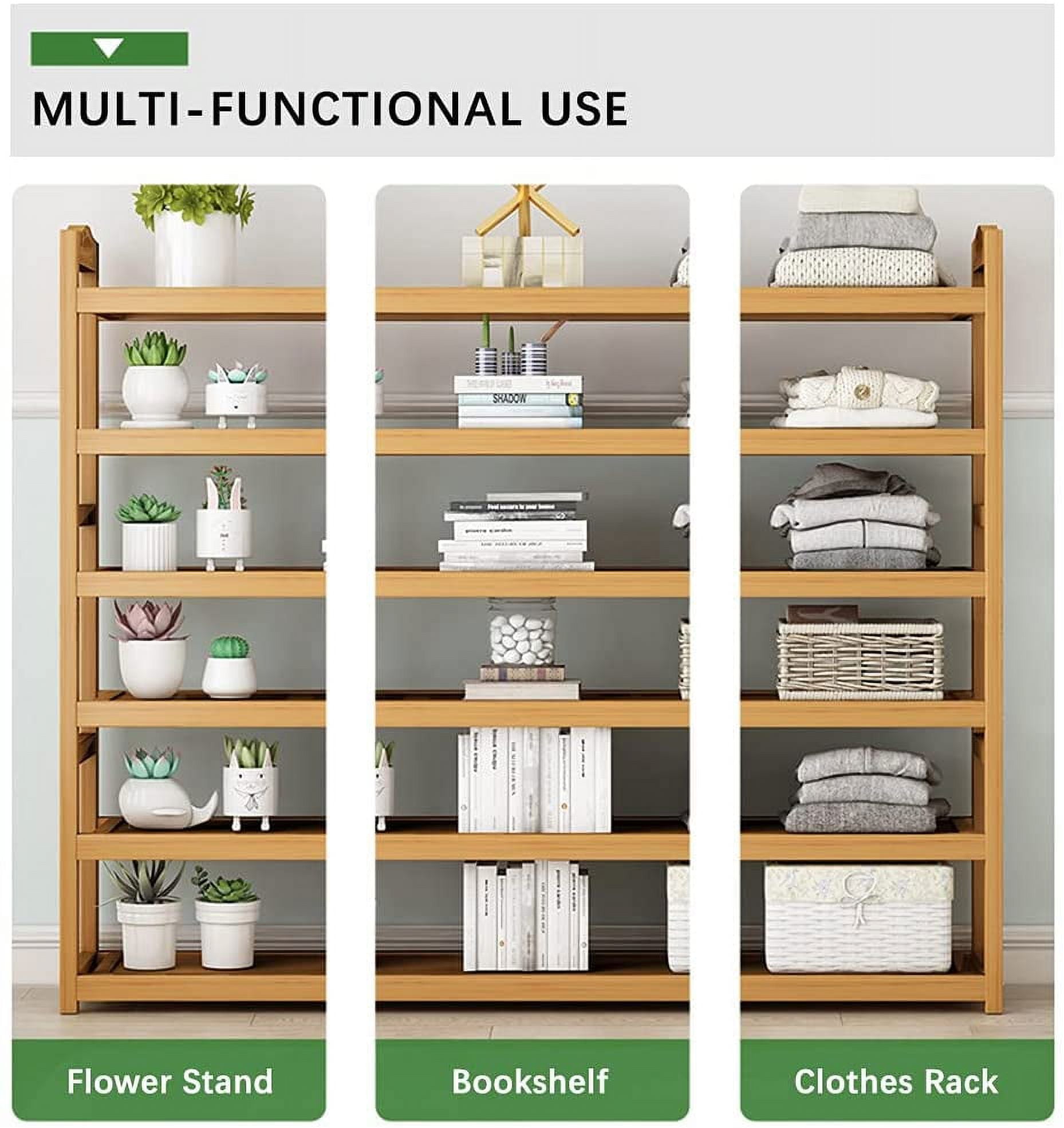 Bamboo Shoe Rack, Zzbiqs 7-Tiers Shoes Storage Organizer Hold 30 Pairs, Free Standing,  35.4 inch
