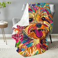 Colorful Yorkshire Terrier Blanket Plush Flannel Throw Blanket for All