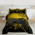 thumbnail image 2 of Feelyou 3D Gamepad Player Full Size Comforter Sets for Boys, Glitter Yellow Spider Web Bedding Comforter Set, Modern Gaming Reversible Bedding Sets, Lightweight Room Decor, 3pcs, 2 of 8
