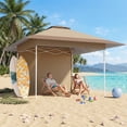 thumbnail image 2 of Bezseller 13x13 Pop Up Gazebo with Shade Cloth, Adjustable Height pergola with 4 SandBag, Khaki, 2 of 10