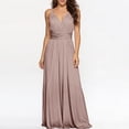 thumbnail image 2 of CIENVNSTG Women Sexy Sleeveless V-Neck Maxi Dress Evening Long Prom A-Line Dress Spaghetti Strap Wedding Cocktail Maxi Gown Camel S, 2 of 6