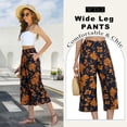 thumbnail image 4 of VDJ Flowy Pants for Women High Waist Loose Casual Pazazzo Capris Summer Fall Wide Leg Lounge Pants Floral Pull On Trousers Size M, 4 of 11