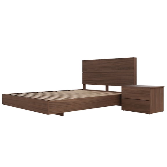 Nexera Milo 3-Piece Floating Platform Bedroom Set,1 Nightstand, Queen