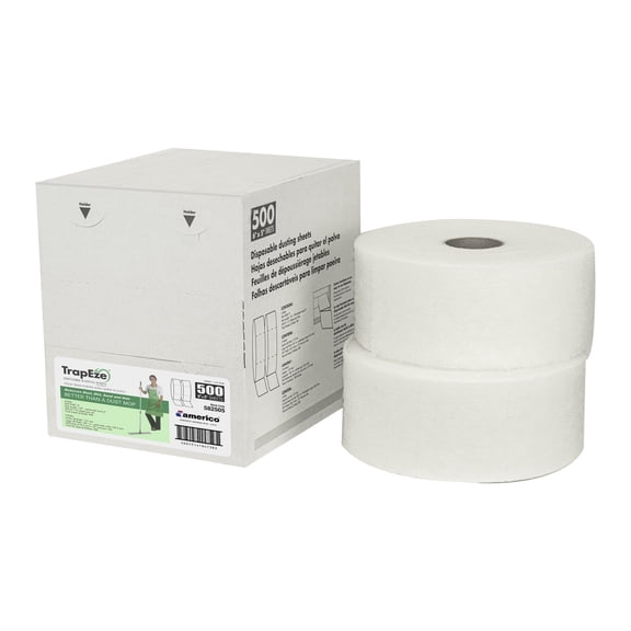 Americo® TrapEze® Disposable Dusting Sheets, 6" x 5", White, 500 Per Rolls, Case Of 2 Rolls