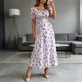 thumbnail image 2 of ASEIDFNSA Women Floral A Line Dress Square Neck Puff Sleeve Smocked Summer Midi Dress, 2 of 4