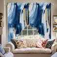 thumbnail image 2 of Abstract Watercolor Swag Curtain Valance for Windows, Blue Gold Blend Graffiti Art Window Treatments Short Swag Topper for Kitchen Windows Bathroom Bedroom, 28"x36", 2 of 8