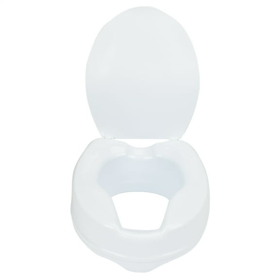 O'force 4" High Quality Portable Durable New and Improved Elevated Toilet Seat with Cover Standard Seat White