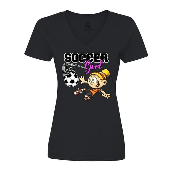 Inktastic Soccer Girl Women's V-Neck T-Shirt