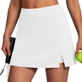 thumbnail image 6 of Ymauqau Women's Cotton Linen Skorts High Waisted Side Split Athletic Casual Tennis Skirts with Shorts Mini Workout Skorts, 6 of 7