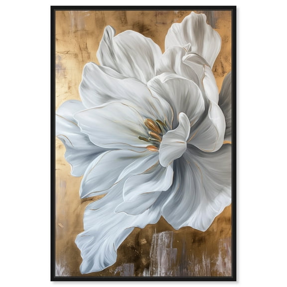 Bloom White Petals Floral Fine Wall Art Canvas Wall Art by Art Remedy, Black Floater Frame, 11" x 16"