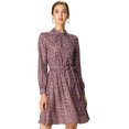 thumbnail image 1 of Vestido Floral De Una Línea De Manga Larga Con Columpio Hasta La Rodilla Y Cuello Simulado Para Mujer Marrón XS, 1 of 6