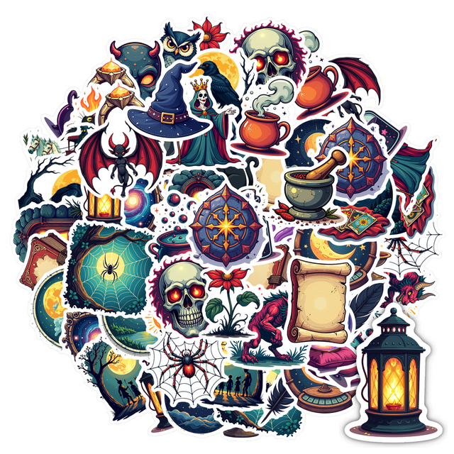 Mystical Stickers Stationery Magical Kids Stickers Witchcraft PVC Sticker Children Stickers for Laptops Notebooks Suitcases