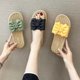 thumbnail image 4 of Pantuflas de mujer para uso exterior, modernas, antideslizantes, súper suaves, para el baño, con lazos para mujer, 4 of 6