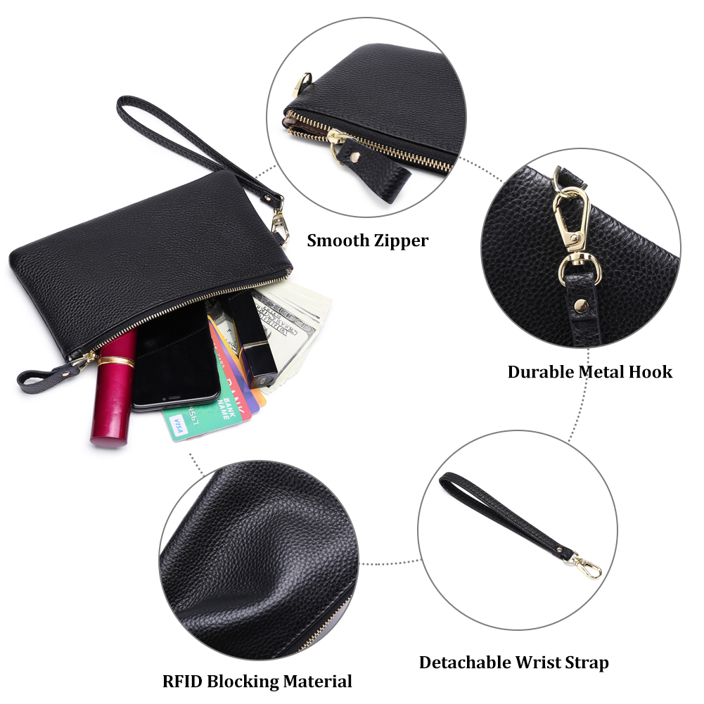 Kalunma Women's Leather Wristlet Wallet with RFID Blocking photo 6