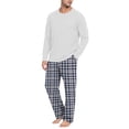 thumbnail image 5 of VV AVEORS Mens Pajama Set Bamboo Viscose Soft Pijamas Sets Plaid Long Sleeve Full Length Pants Pjs Check Sleepwear With Pockets White 3XL, 5 of 7