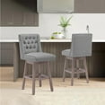 thumbnail image 6 of Foredo Swivel Bar Stool with Back Set of 2, Modern Linen Fabric Upholstered Bar Stools with Button Tufted Back and Solid Wood Legs for Kitchen Dining Room, Gray, 6 of 7