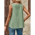 thumbnail image 5 of Uooqdmx Linen Tank Tops for Women, Gauze Shirts for Women, Plain Tank Tops for Women, Loose Fitting Tank Tops for Women, Sleeveless Tunic Tops for Women, Green L, 5 of 9