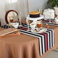 thumbnail image 6 of Table Runner 90 Inches Long for Kitchen Dining, Red American Flag Dresser Scarf Farmhouse, Dining Table Decorations for Wedding/Parties, Black White Stripe US Flag Retro Wooden 13 x 90 In, 6 of 9