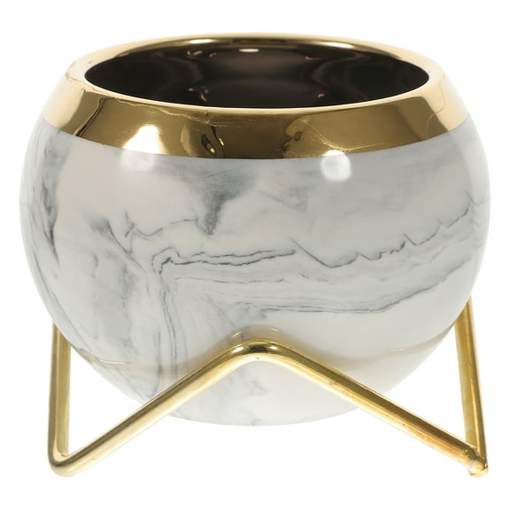 Ceramic Potted Plant Pots for Plants Decor Unique Flower Mini Planters Gold White with Drainage Indoor Tub Succulent